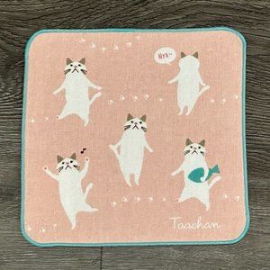 Kitten Cat Loves Exercise Japanese Handkerchief ❘ Hand Towel ❘ Face Towel (Pink)